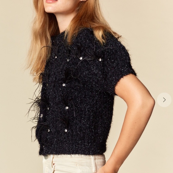 Rareraw “ Katrina 2 “ Rareraw Knit Sweater with Feather & Rhinestone Accents 95 - Picture 6 of 8